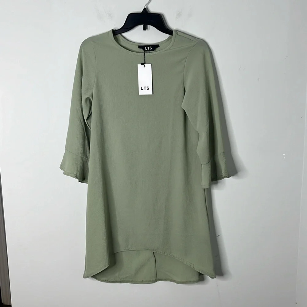 Long Tall Sally Green Bell Sleeve Tunic Mini Dress NWT
